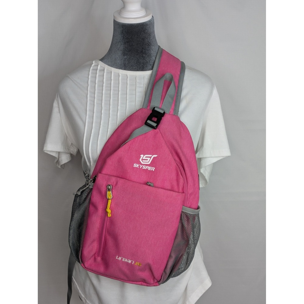 SKYSPER Urban X6 Sling Bag Pink Gray 6L Crossbody Hiking Travel Backpack
